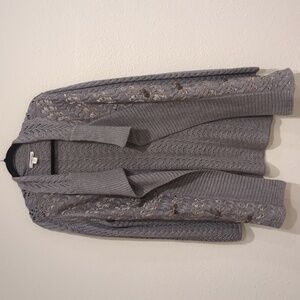 Coldwater Creek Gray Knit Wool Blend Open Front Cardigan Size Medium
